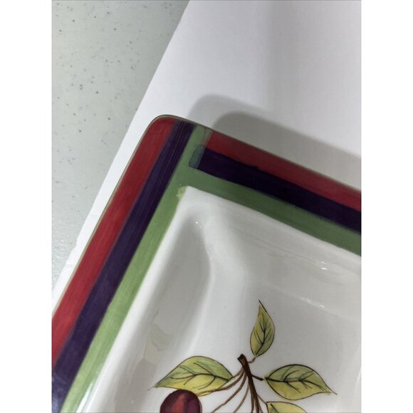 Vintage Strange Fruit Design Ceramic Serving Platter 19" X 7.5", 4 Compartments - Picture 9 of 16
